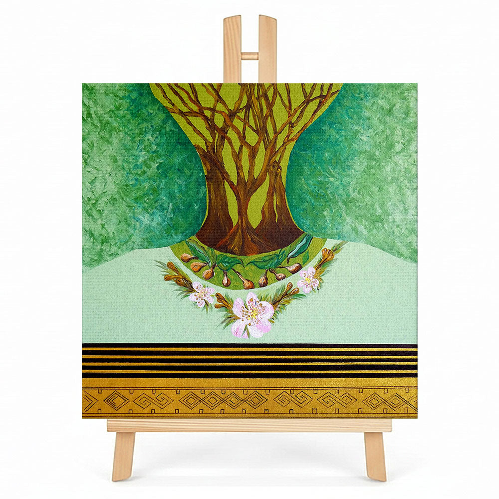 Print en lienzo con caballete decorativo: De la serie "Jai Kera" #1, Autora: Astrid Elena Moncada