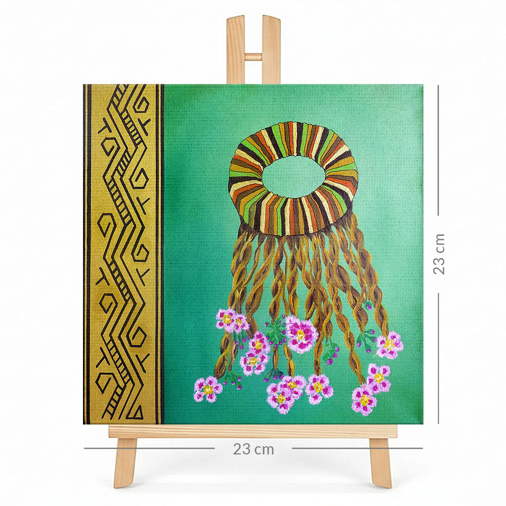 Print en lienzo con caballete decorativo: De la serie "Jai Kera" #4, Autora: Astrid Elena Moncada