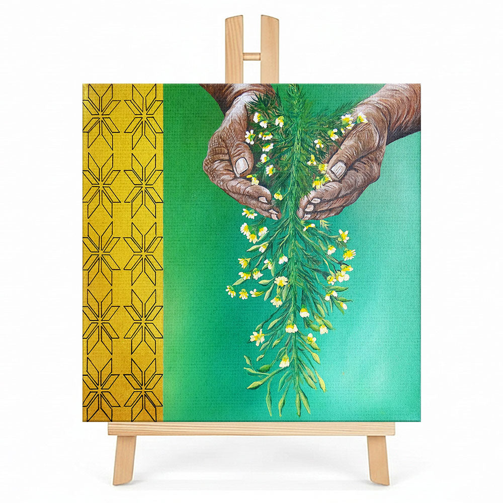 Print en lienzo con caballete decorativo: De la serie "Jai Kera" #7, Autora: Astrid Elena Moncada