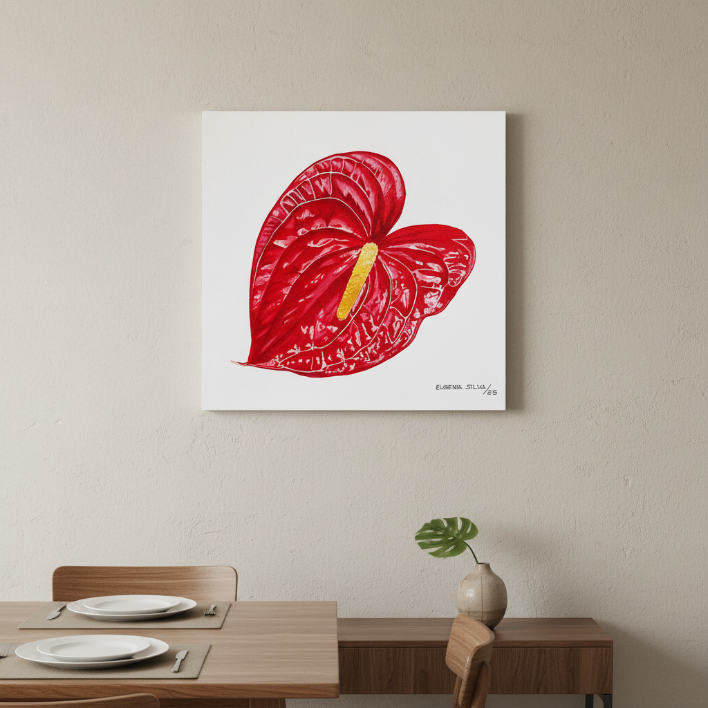 Print en lienzo Edición Limitada: Anturio Rojo, Autora: Eugenia Silva Cuartas