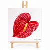 Print en lienzo con caballete decorativo: Anturio Rojo, Autora: Eugenia Silva Cuartas