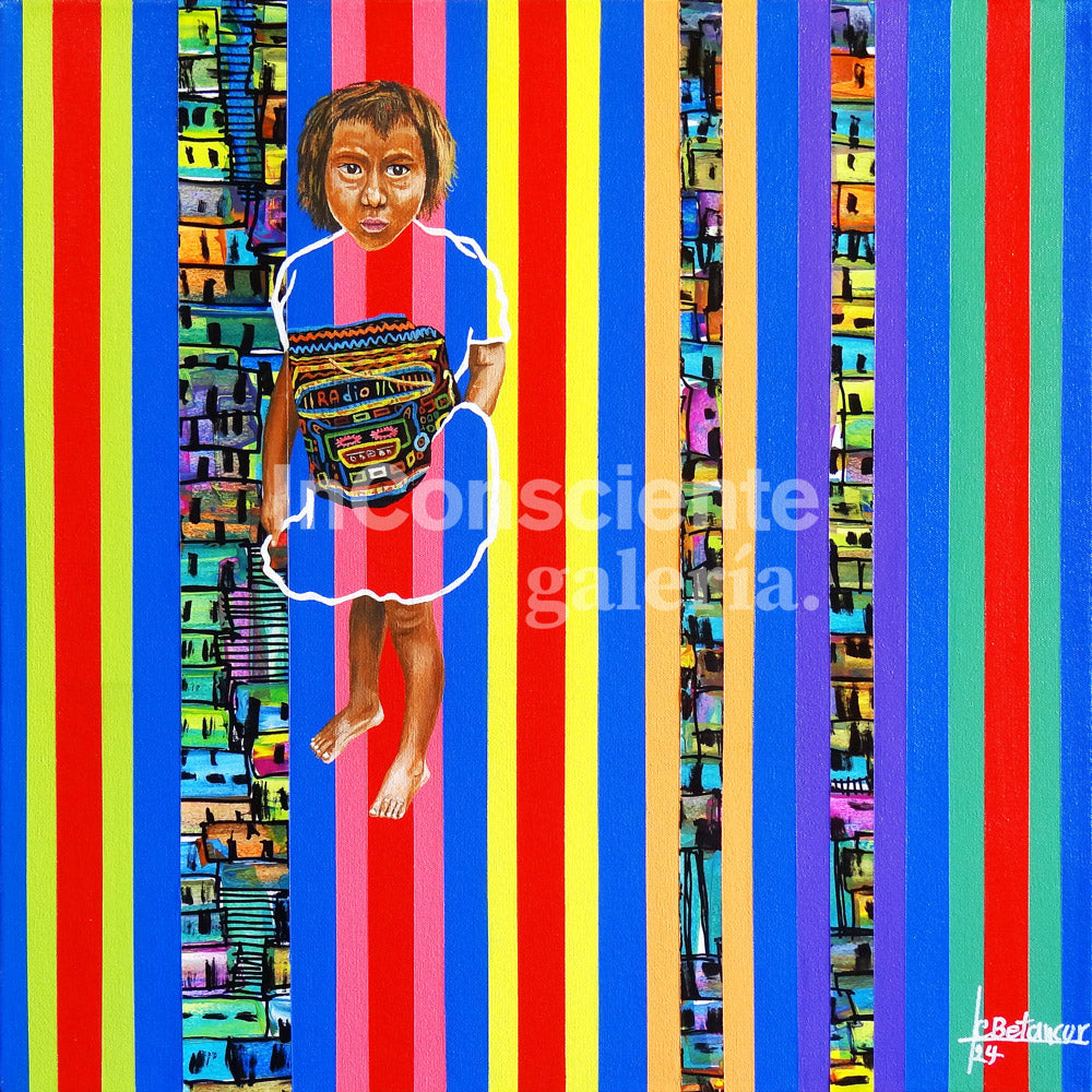 Print en lienzo sobre caballete decorativo: De la serie "Líneas Temporales" #1, Autor: Juan Carlos Muñoz Betancur