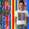 Camiseta unisex de algodón premium 200 g, inspirada en la obra: "Líneas temprales #1", Autor: Juan Carlos Muñoz Betancur