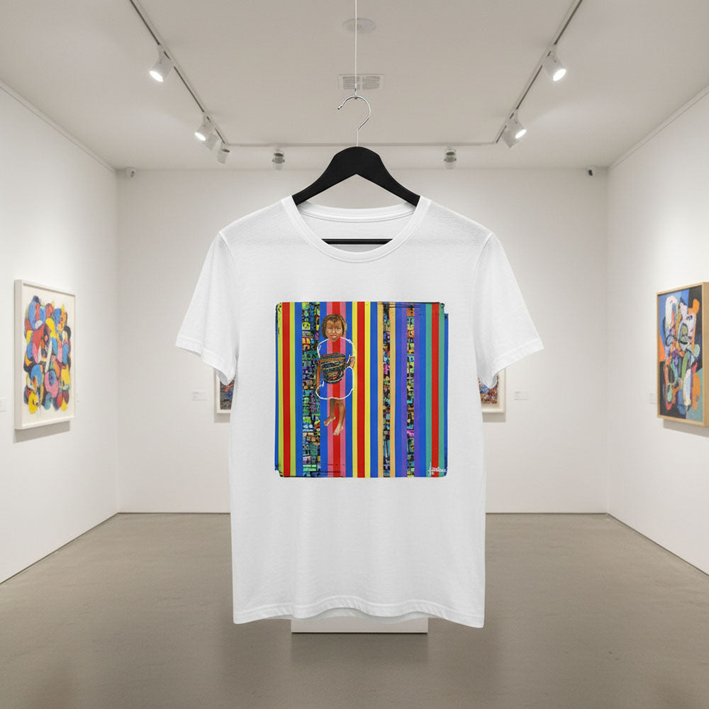 Camiseta unisex de algodón premium 200 g, inspirada en la obra: "Líneas temprales #1", Autor: Juan Carlos Muñoz Betancur