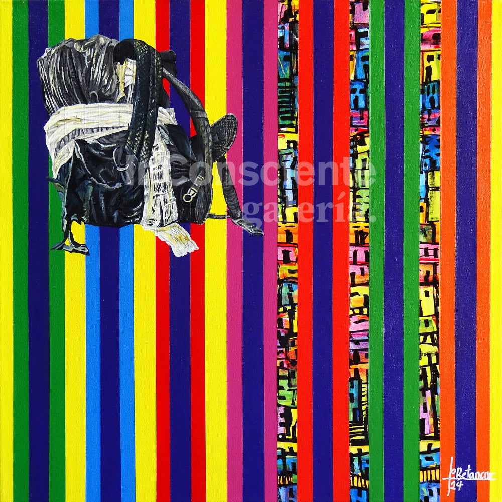 Print en lienzo sobre caballete decorativo: De la serie "Líneas Temporales" #5, Autor: Juan Carlos Muñoz Betancur