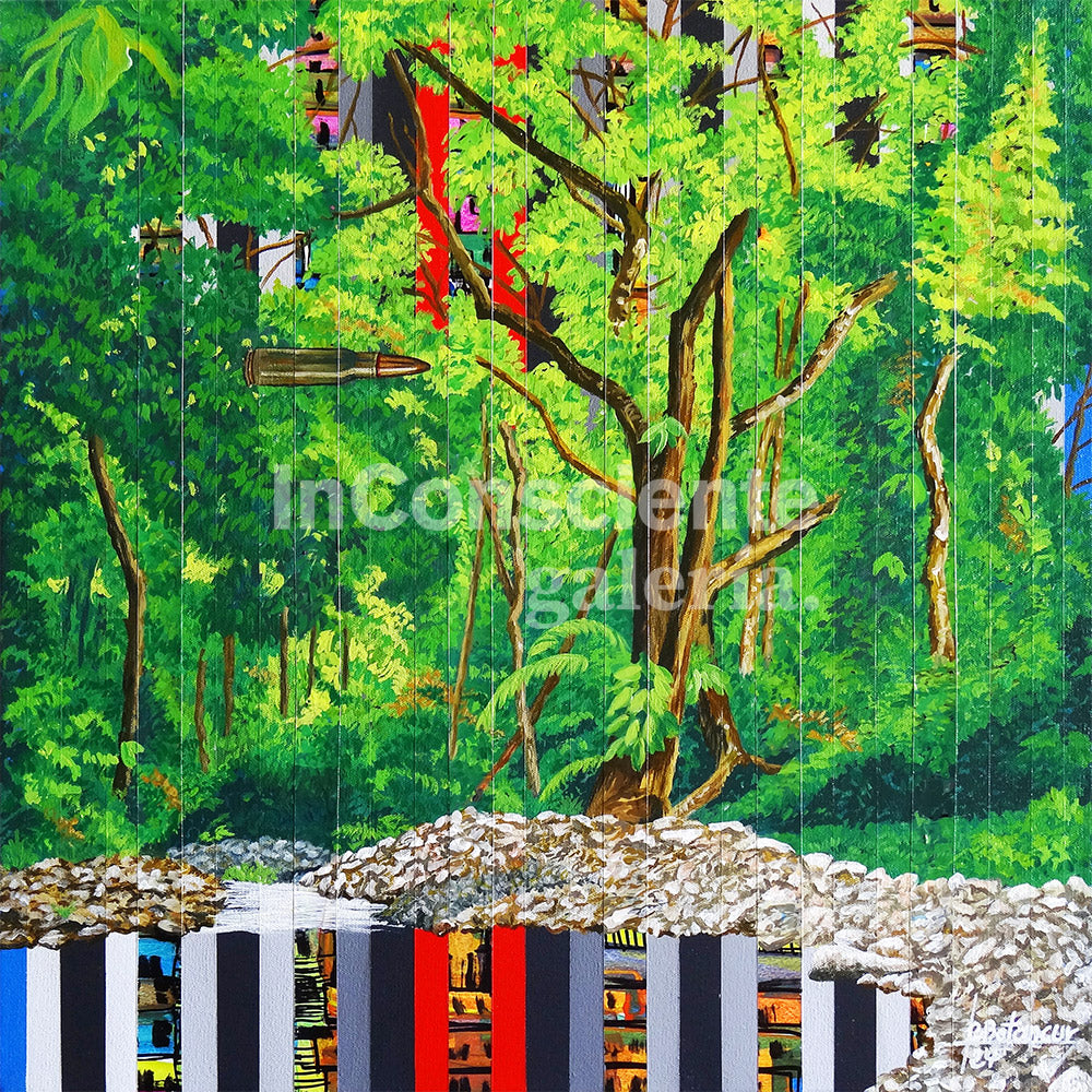 Print en lienzo sobre caballete decorativo: De la serie "Líneas Temporales" #6, Autor: Juan Carlos Muñoz Betancur