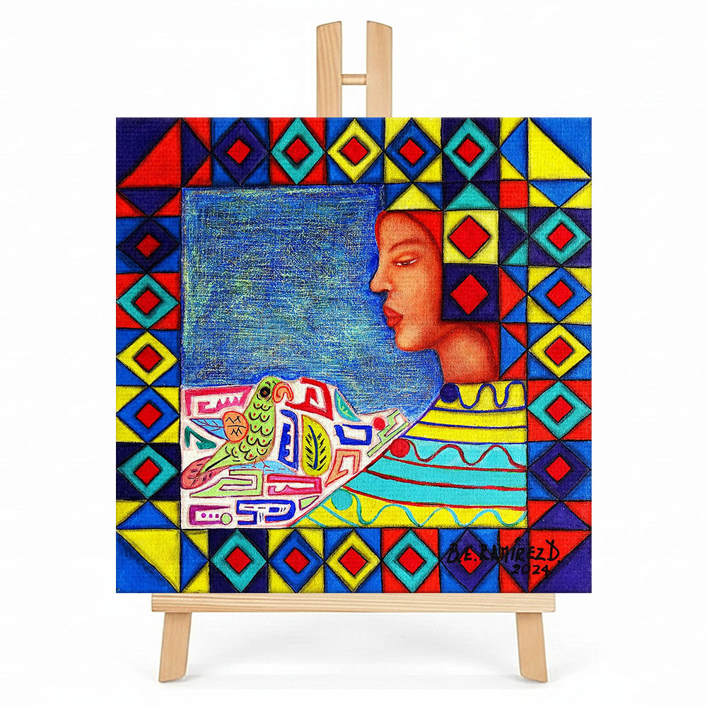 Print en lienzo sobre caballete decorativo: Sentir Ancestral, Autora: Beatriz Elena Ramírez