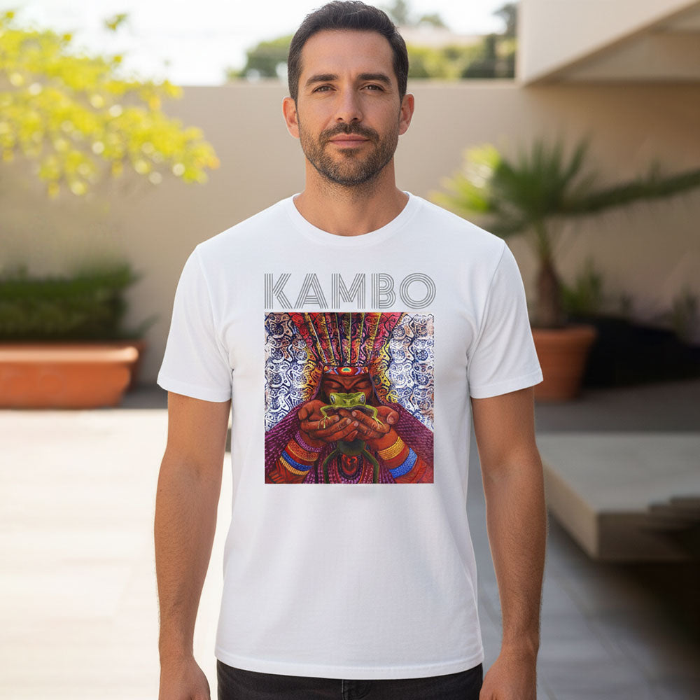 Camiseta unisex de algodón premium 200 g, inspirada en la obra: "Viajes Ancestrales #1", Autor: Weimar Alfonso Roldán