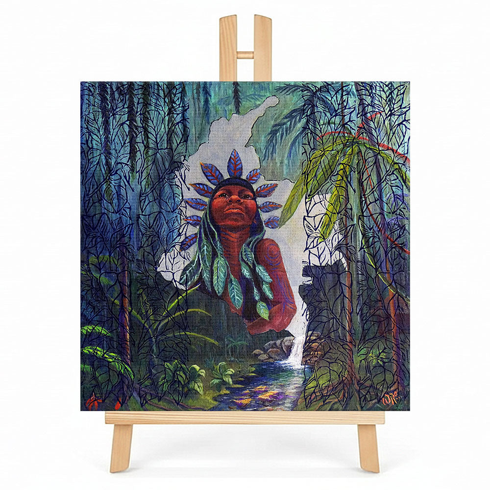 Print en lienzo con caballete decorativo: De la serie "Viajes ancestrales" #3, Autor: Weimar Alfonso Roldán