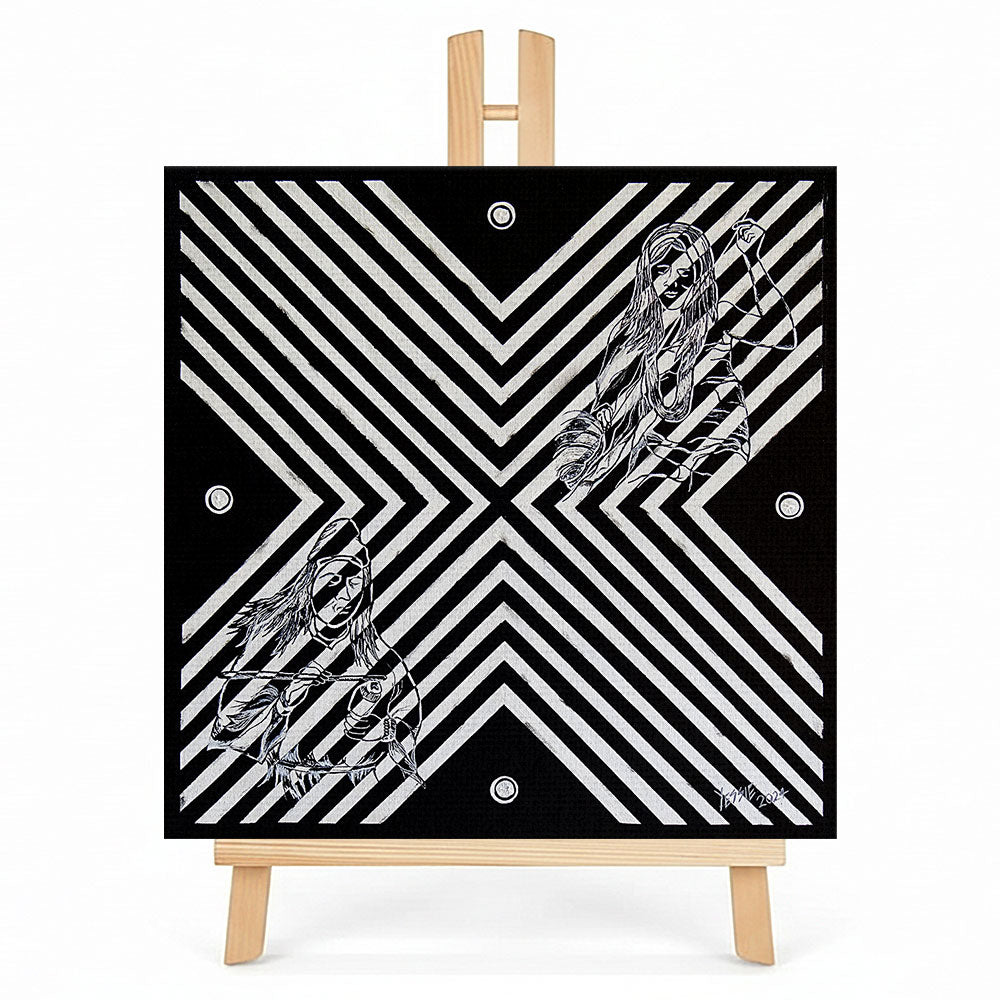 Print en lienzo sobre caballete decorativo: De la serie "Atributos Geométricos" #1, Autora: Yessie Morales Vásquez