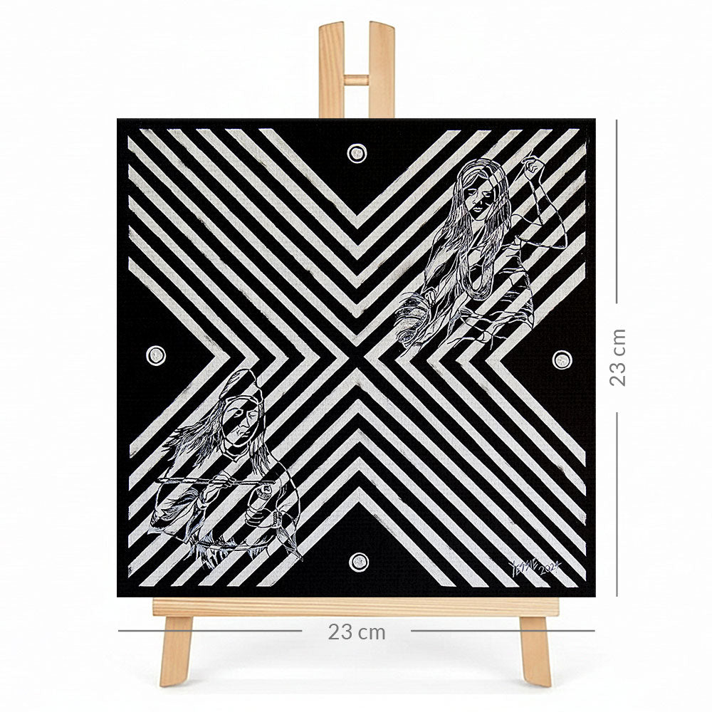 Print en lienzo sobre caballete decorativo: De la serie "Atributos Geométricos" #1, Autora: Yessie Morales Vásquez