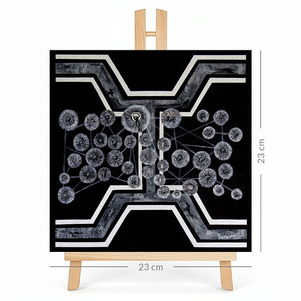 Print en lienzo sobre caballete decorativo: De la serie "Atributos Geométricos" #2, Autora: Yessie Morales Vásquez