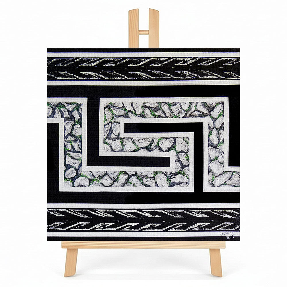 Print en lienzo sobre caballete decorativo: De la serie "Atributos Geométricos" #3, Autora: Yessie Morales Vásquez