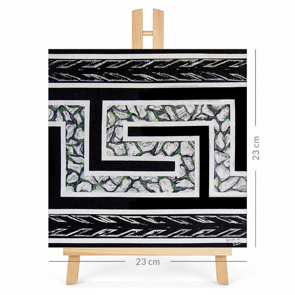 Print en lienzo sobre caballete decorativo: De la serie "Atributos Geométricos" #3, Autora: Yessie Morales Vásquez