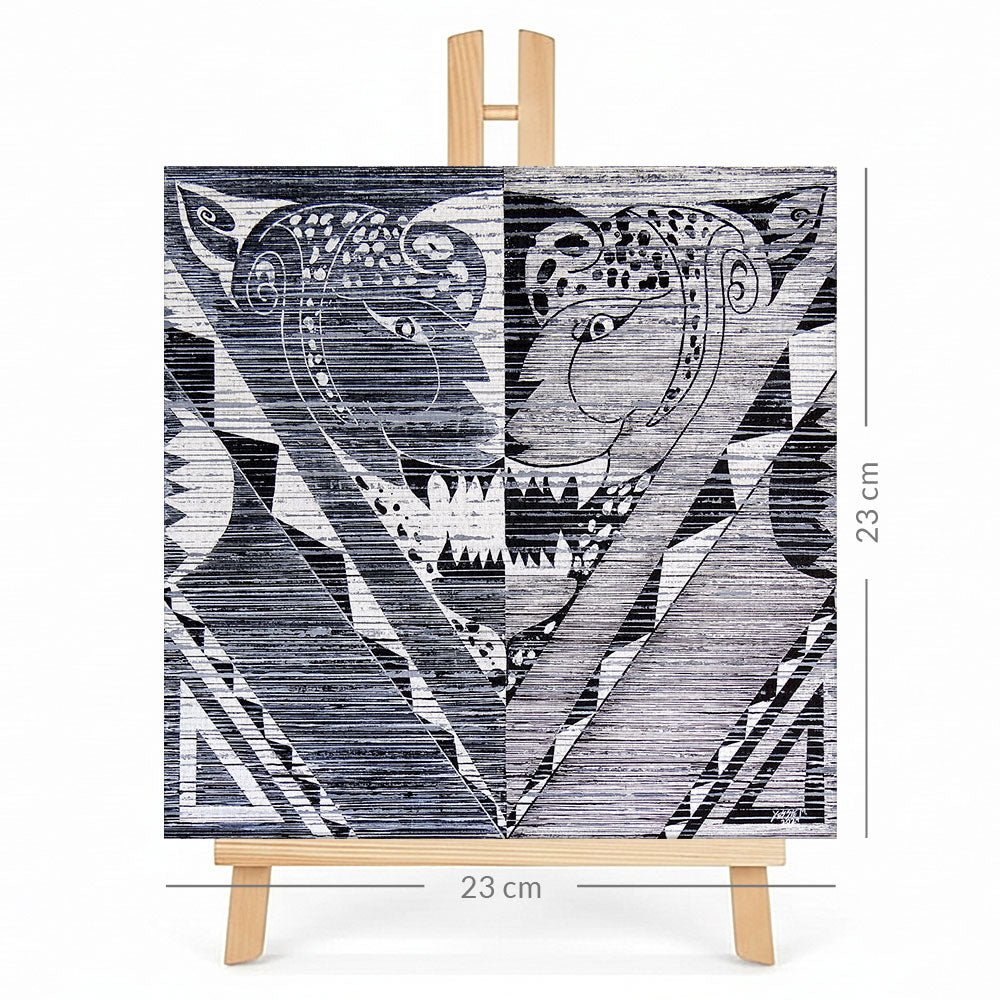 Print en lienzo sobre caballete decorativo: De la serie "Atributos Geométricos" #4, Autora: Yessie Morales Vásquez